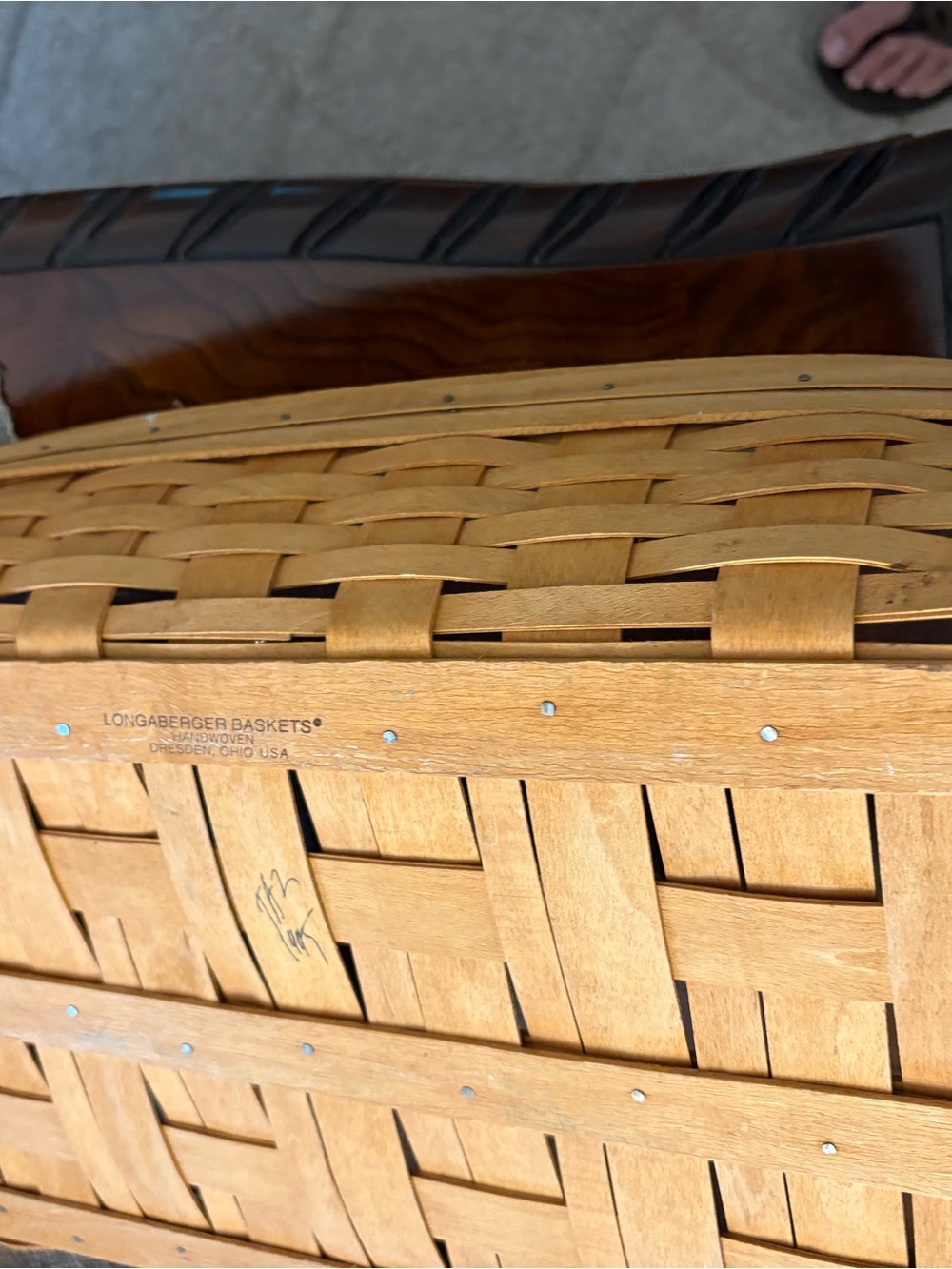 Longaberger Natural Brown Handwoven Wood Basket - Picture 6 of 8
